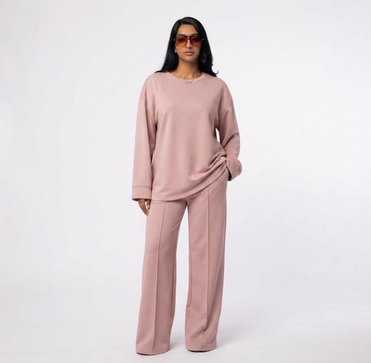 Comfy co-ord set met lange top en oversized broek - 6033