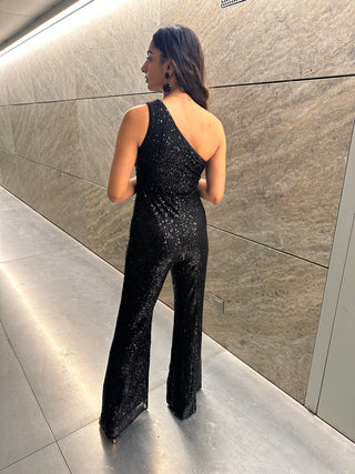 ADRIANA JUMPSUIT ONESHOULDER ZWART