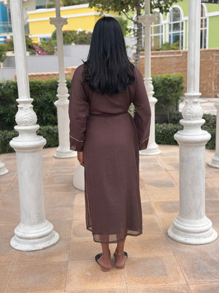 Dubai Abaya kimono with dress dark brown
