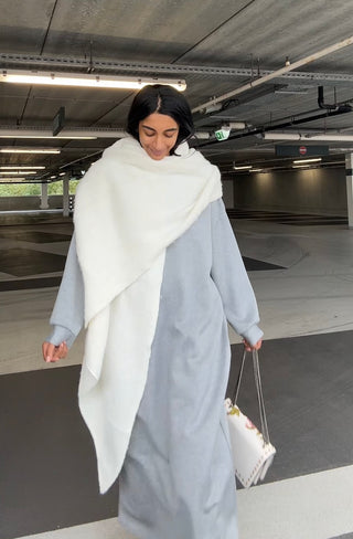 WOLLEN TSHIRT JURK GRIJS