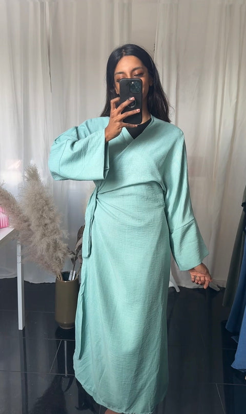 OVERSLAG MAXI KLEID - LICHT BLAU