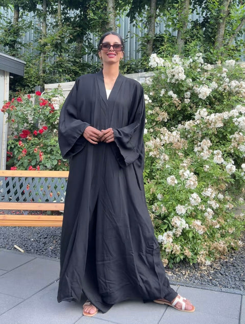 KIMONO SET MET WIJDE BROEK ZWART (S020)