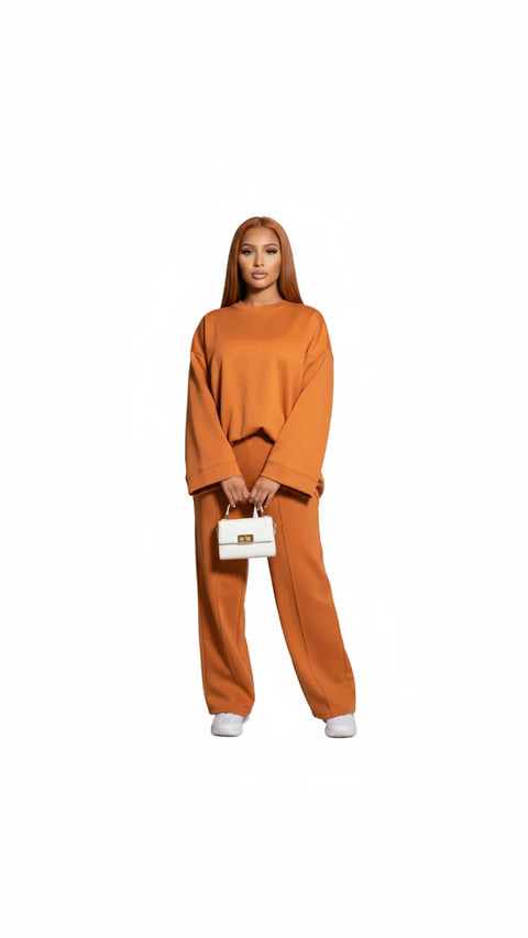 Comfy co-ord set met lange top en oversized broek - 6033
