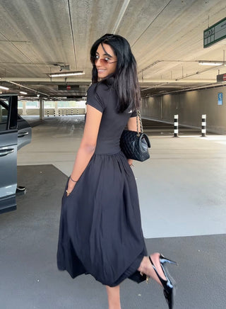 Basic jurk met rok - zwart