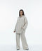 Comfy zipper set modest sweater with oversized pants - beige 6010
