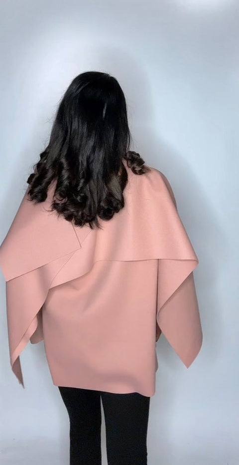 Manteljas sara met sjaal roze