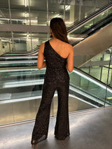 ADRIANA JUMPSUIT ONESHOULDER ZWART