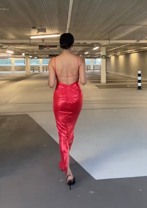 PARIS RED METALLIC JURK