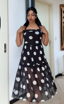 Strapless dots stippels zwart met wit jurk - onefit