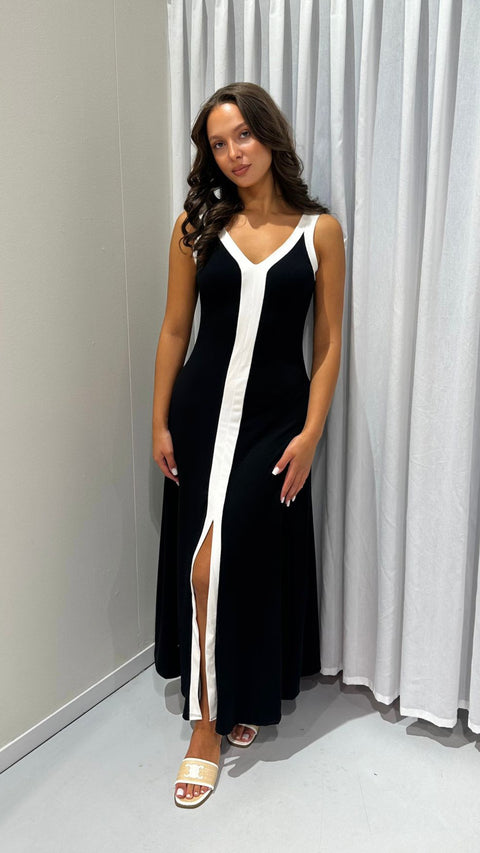 ZWART WIT LANGE JURK