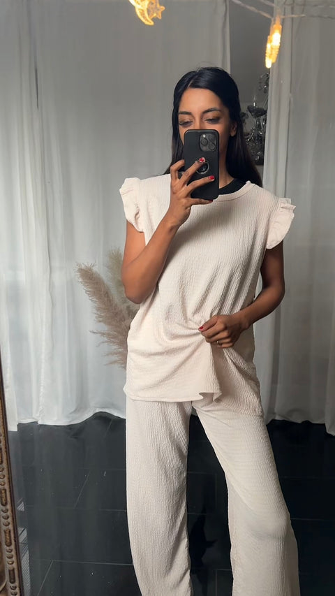 ELISA CREPE TWEEDELIG SET - BEIGE