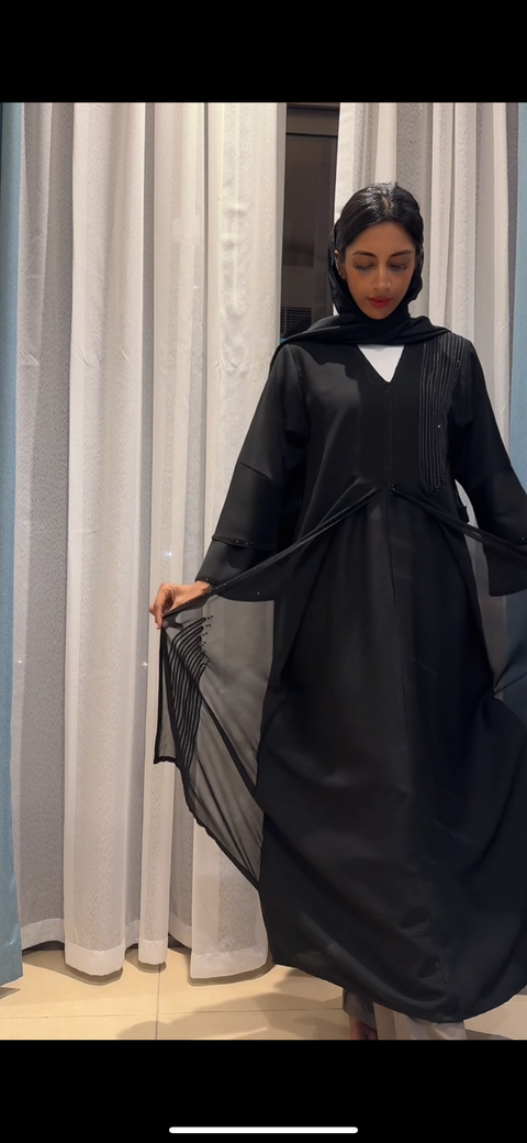 BLACK ABAYA DXB SPARKLE - SIZE 52