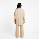 Viscose modest oversized blouse met rekbare broek set - beige