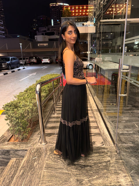 DUBAI GALA DRESS BLACK (Heavy stones)