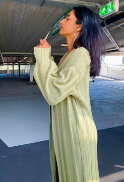 PARIS CARDIGAN MET STRIK OLIVE GREEN