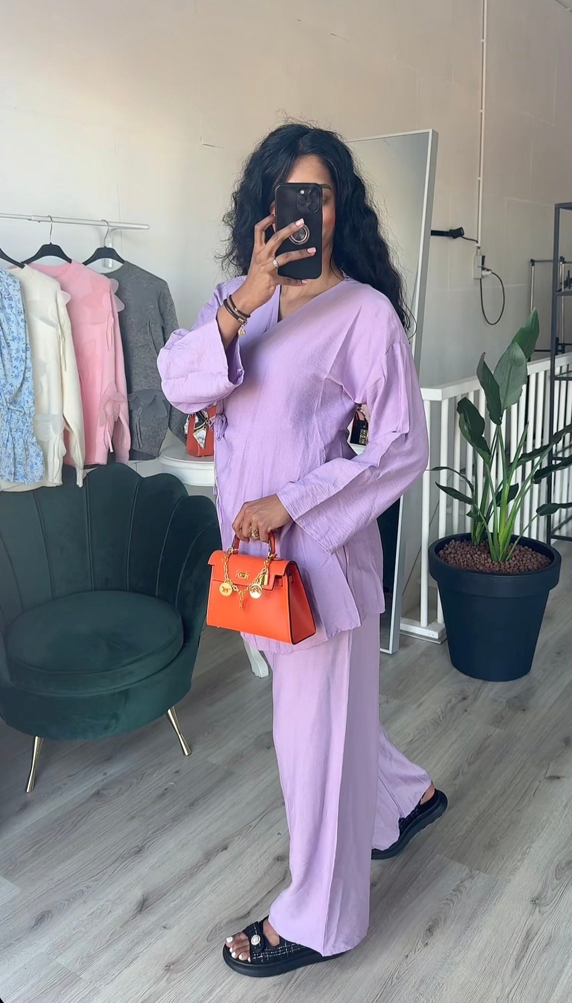 SS25 - Oversized kimono met rekbare broek set lila