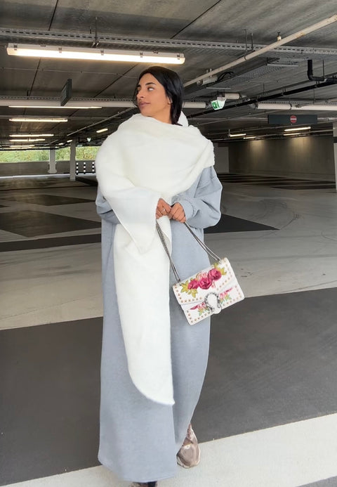 WOLLEN TSHIRT JURK GRIJS