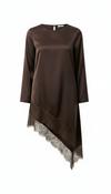 Couture Satijn met Kant Detail blouse - brown