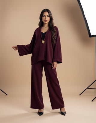 Vest met gouden knoop en wijde broek - 6041