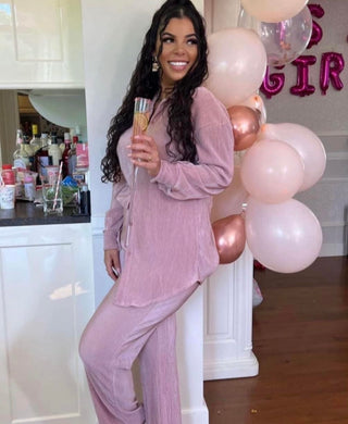 AMBER PLISSE TWEEDELIG SET BABY PINK