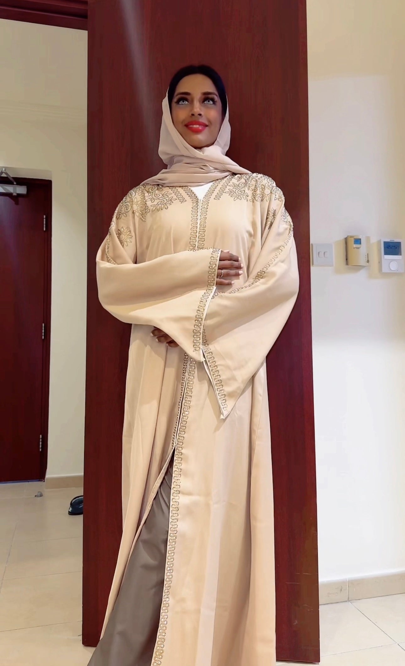 SOLD OUT NUDE ABAYA DXB SPARKLE STONES