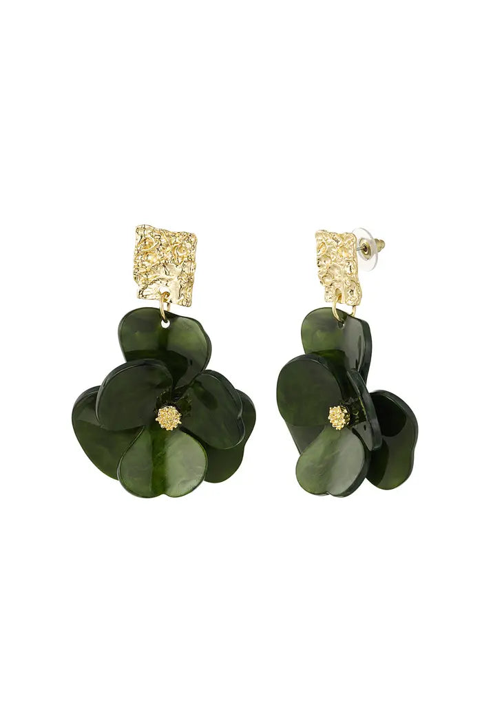 Earrings flower magic - green gold