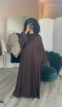 Tweedelig kimono met jurk donker bruin