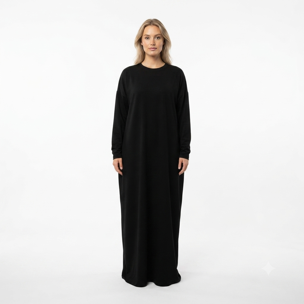 T-shirt jurk van viscose - zwart