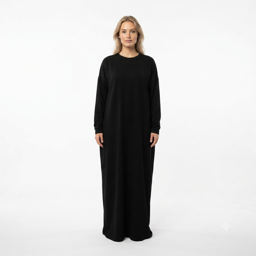 T-shirt jurk van viscose - zwart