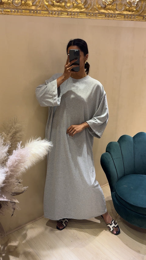 SS25 - Katoenen wijde T-shirt jurk grijs