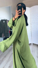 Abaya jurk met kimono olijfgroen
