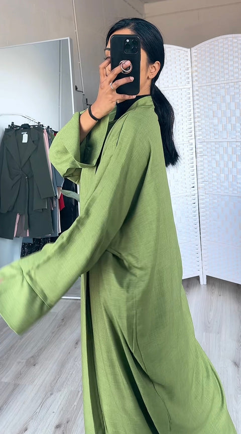 Abaya jurk met kimono olijfgroen