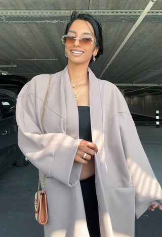 Yasmine manteljas taupe