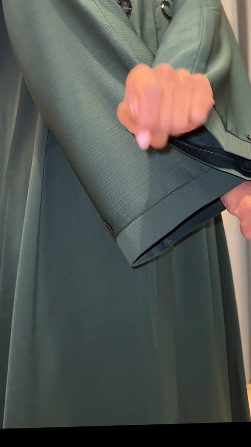 Dubai abaya bedrukt met zwarte steentjes