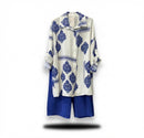 Patronen broek set van viscose - kobalt blauw (limited collection)