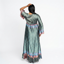 Silk kimono ruffles dress - purple