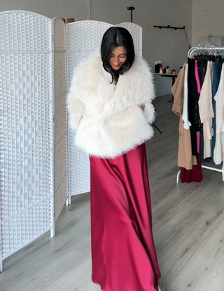 Satijnen rok burgundy