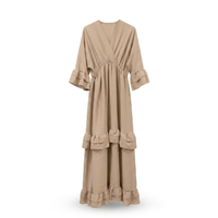 Ruffles maxi jurk v-hals - taupe
