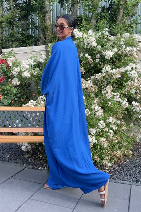 KIMONO SET MET WIJDE BROEK BLAUW (S020)