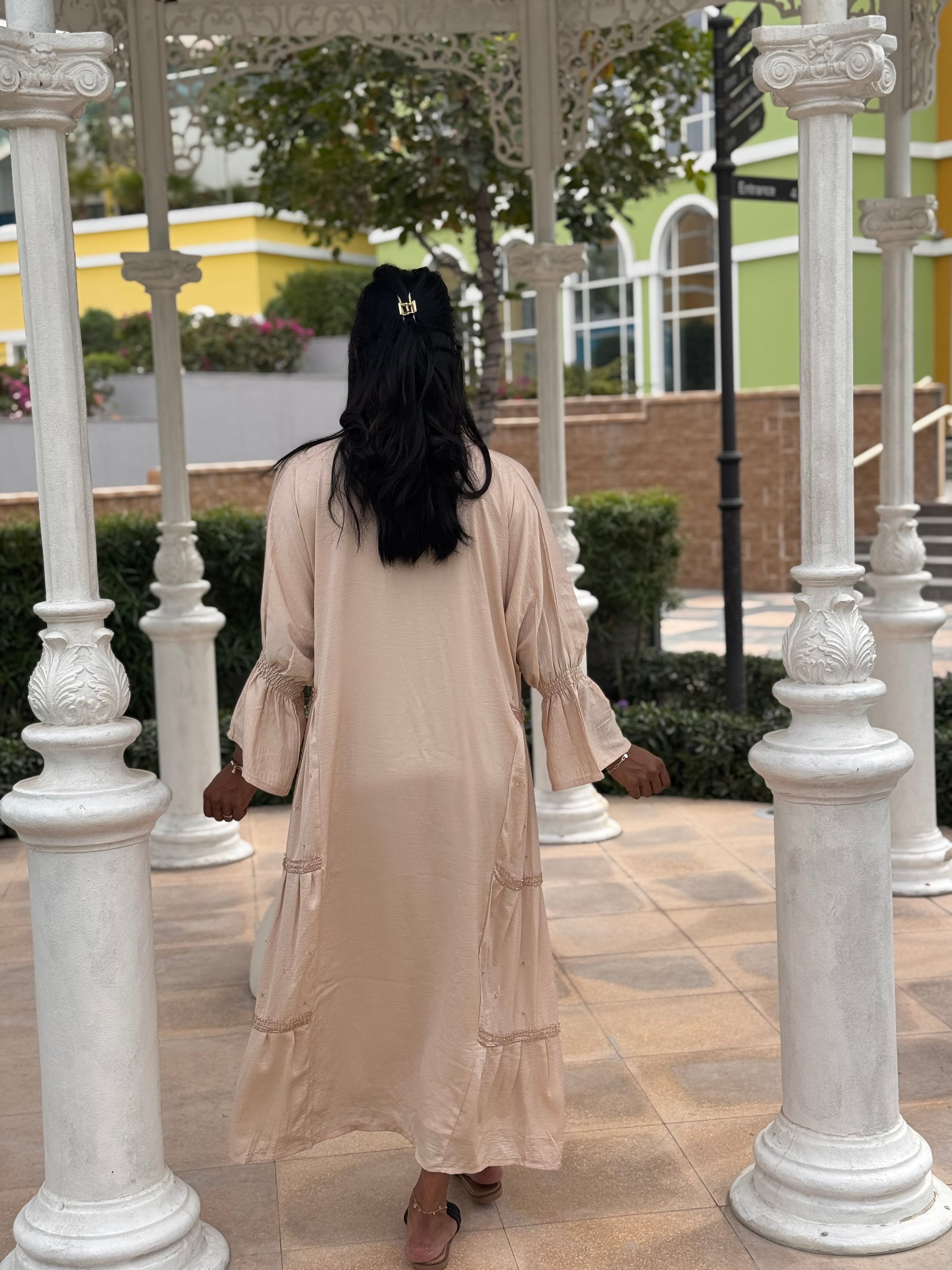 Dubai abaya kimono with dress and stones