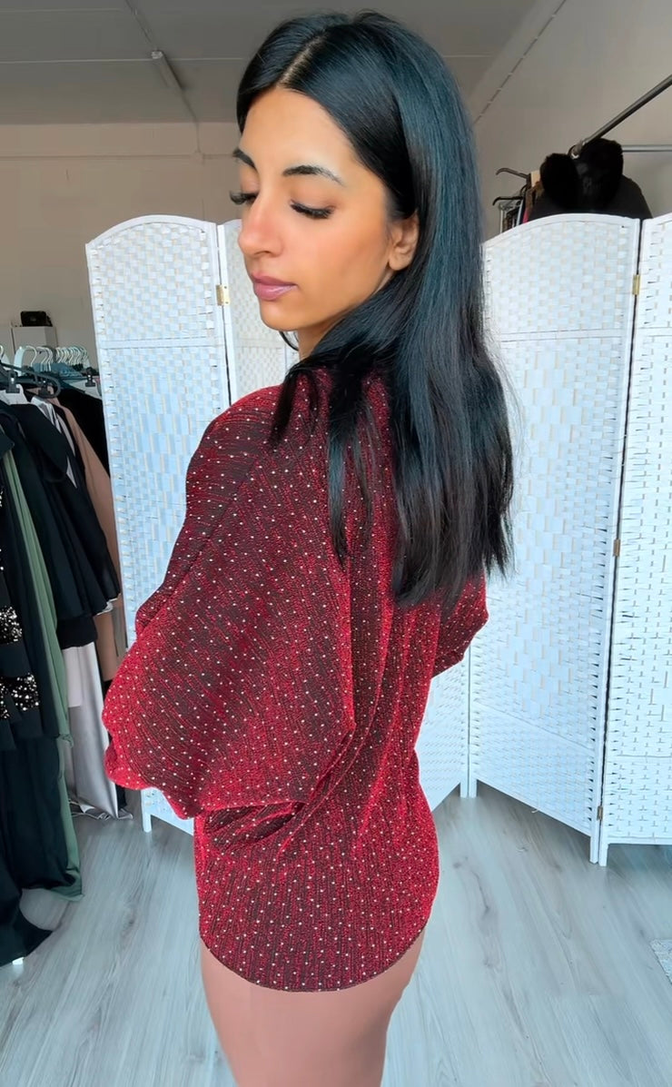 Glitter top bordeaux