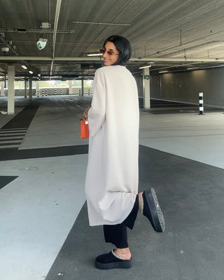 T-SHIRT COMFY LANGE JURK BEIGE