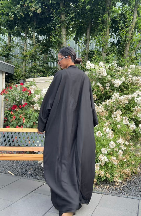 KIMONO SET MET WIJDE BROEK ZWART (S020)