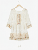 Witte boho midi dress met goud