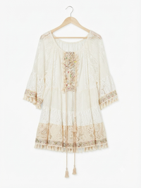 Witte boho midi dress met goud