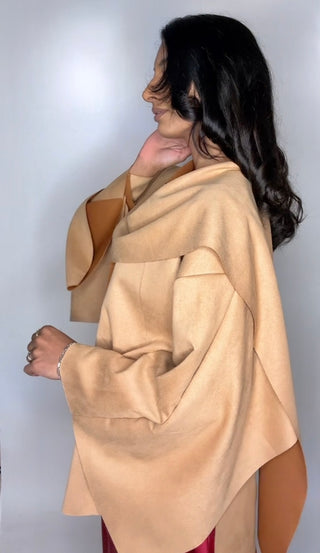 Manteljas met sjaal bruin velvet