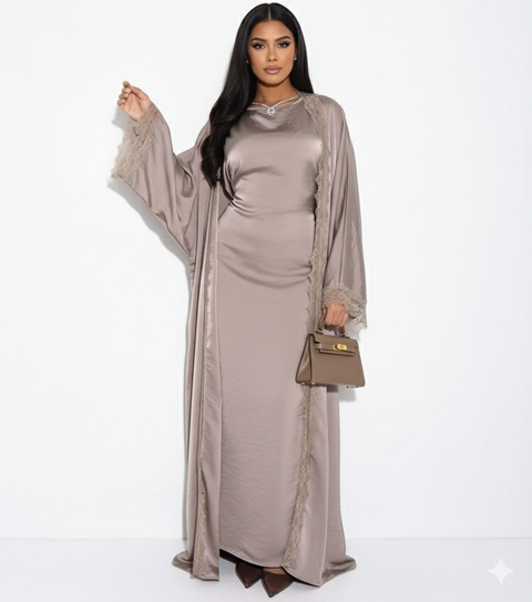 Kimono set met kanten details - onderjurk met kimono