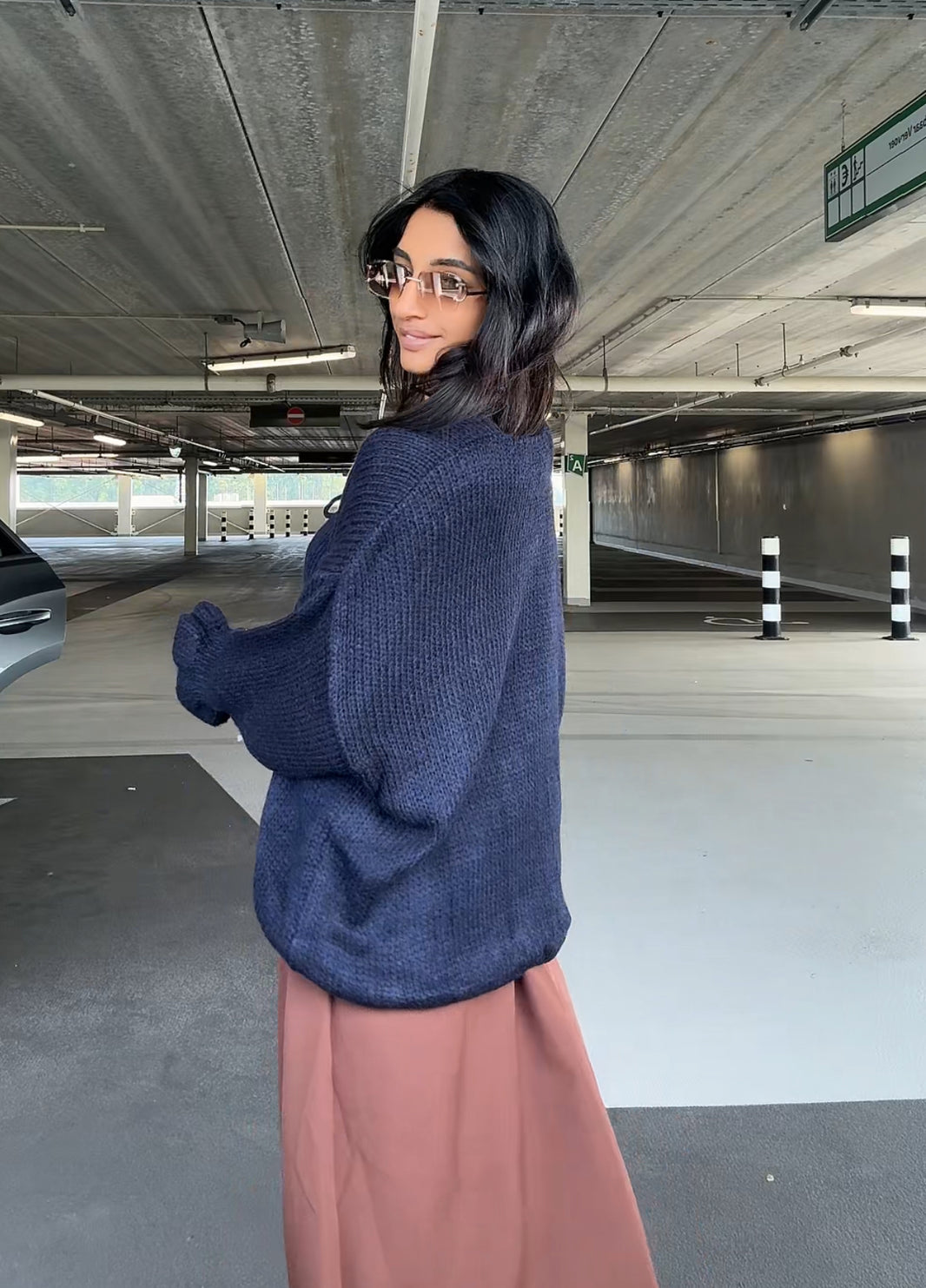 COZY CARDIGAN MET STRIKJES NAVY