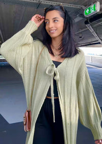 PARIS CARDIGAN MET STRIK OLIVE GREEN