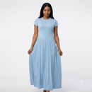 Viscose maxi jurk korte mouwen - licht blauw